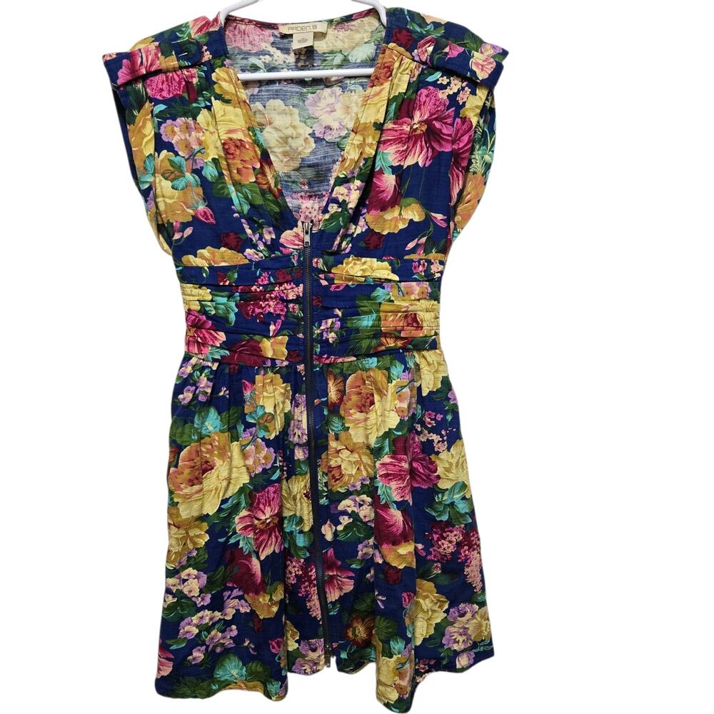 Arden B Floral Zip Front Fit & Flare Dress M Cottagecore Y2K Cotton
